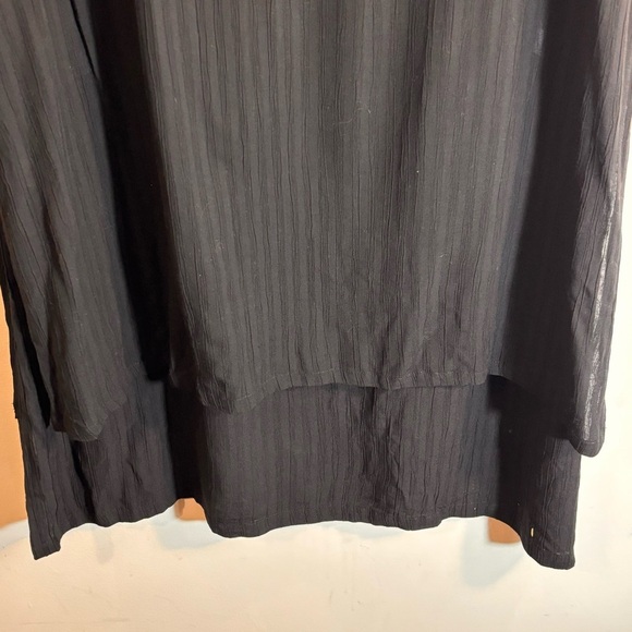 KALIYANA Sz S Oversized Dress Two Layer Patch Side Slits Textured Stripes - Picture 5 of 14